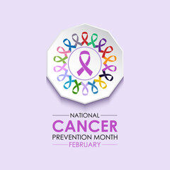 Vector illustration on the theme of National Cancer Prevention month observed each year during February. Design for banner, cards, prints, social media, poster, flyer and background design template.