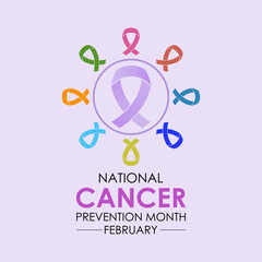 Vector illustration on the theme of National Cancer Prevention month observed each year during February. Design for banner, cards, prints, social media, poster, flyer and background design template.