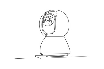 Smart home technology concept. Single line draw design vector graphic illustration.