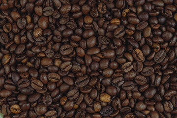 Close-up of roasted coffee beans background