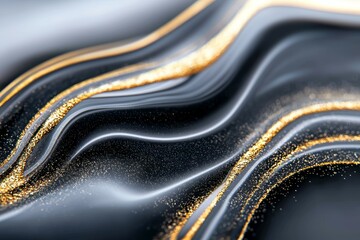 A black and gold swirl with gold glitter