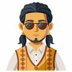 man avatar in a Greek traditional foustanella vest and sunglasses.