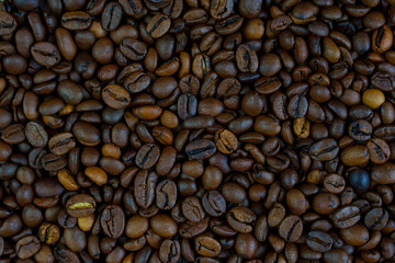 Close-up of roasted coffee beans