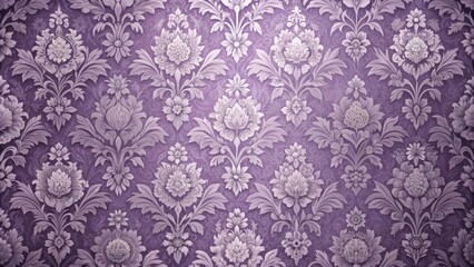 A luxurious purple floral wallpaper with intricate patterns and soft pastel hues creating a sophisticated ambiance for any room, interior design, pattern