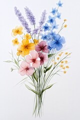 Beautiful Bouquet of Colorful Flowers in Soft Pastels and Greens