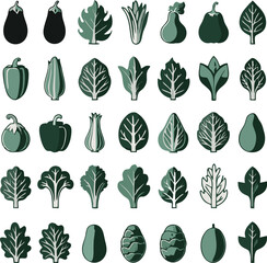  Vegetables line icon set. Containing tomato, mushroom, carrot, corn, eggplant, beetroot, potato, lettuce and more icons vector illustration black and white background