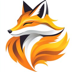 Fototapeta premium A stylized illustration of a fox's head with flowing fur in vibrant orange and white colors.