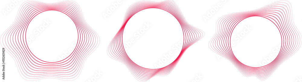 Aufkleber round border made with thin lines. abstract frame with wavy inner corners. circular lines pattern, r