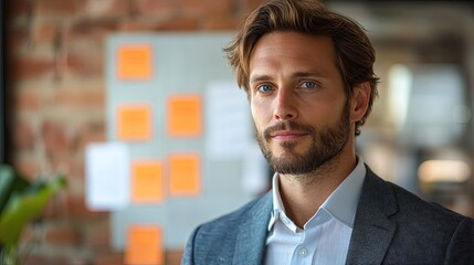 A businessman planning for growth and development with an emphasis on boosting positive metrics and company success 