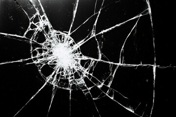 A window with a large hole in it