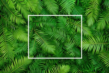 Lush green foliage background with a white frame.
