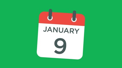 calendar - January 9 icon illustration isolated vector sign symbol