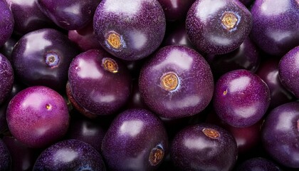 Flat Lay Top View of Bright Ripe Fragrant Purple Maqui berry Fruit as Background