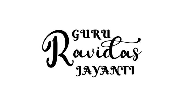 Guru Ravidas Jayanti text animation. Ideal for cultural celebrations, festive promotions, or educational resources featuring revered Indian spiritual figure.
