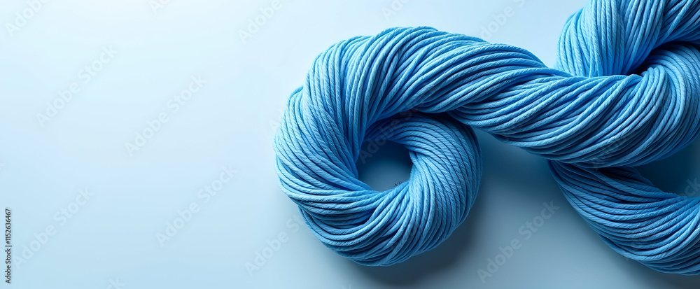 Poster intricate swirls of vibrant blue cord create a mesmerizing abstract artwork against a serene light b