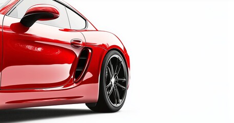 Side profile of red luxury sports car isolated on white background.
