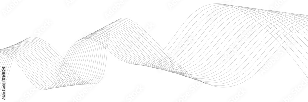 Poster abstract white background with black wavy lines. dynamic wave pattern. modern flowing wavy lines. fu