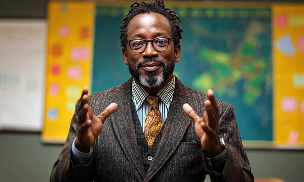 Portrait of a charismatic professor lecturing in a classroom