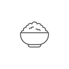 Rice bowl line icon. Simple outline design style. Food, lunch, asian, plant, natural, traditional concept. Vector illustration isolated. Editable stroke Svg.