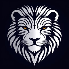 Fototapeta premium A stylized lion's head with intricate lines and piercing eyes, symbolizing strength and courage.