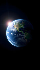 Fototapeta premium Planet earth in the space, Backlit, with white tones