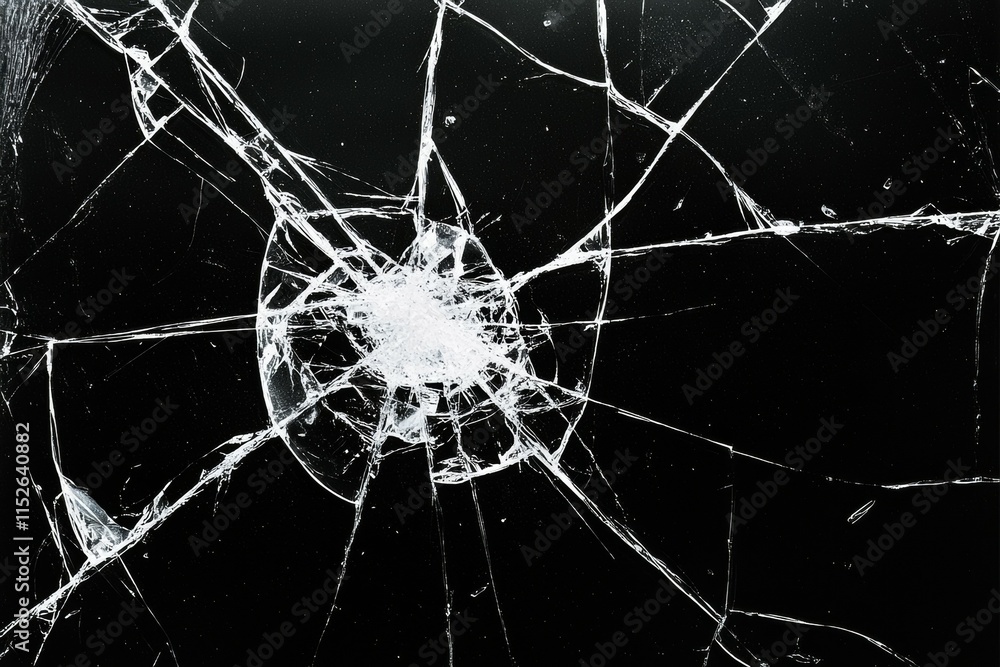 Poster a broken window with a hole in it