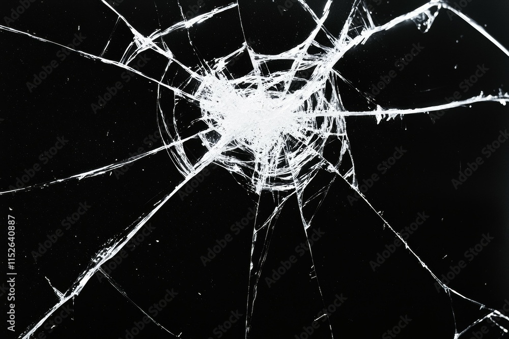 Poster a broken window with a spider web pattern
