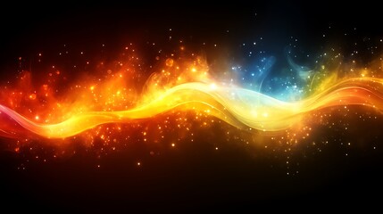 Fototapeta premium Abstract fiery and icy wave with glowing particles