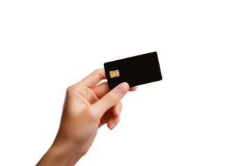 High-Quality PNG Female hand holding credit card Isolated on White Background – High Resolution