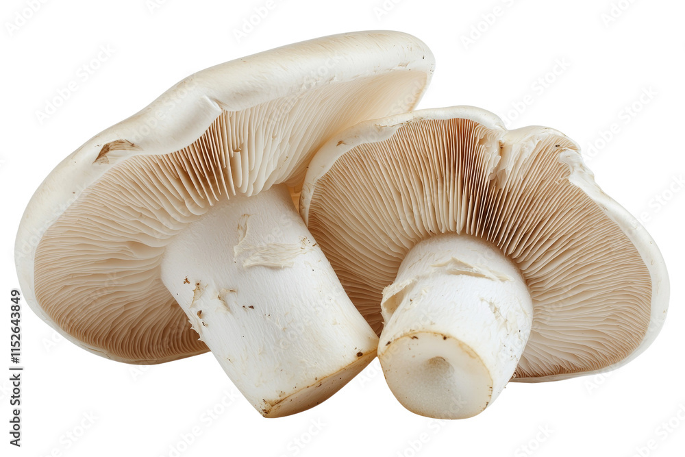 Poster two mushrooms with the stem of the first one showing