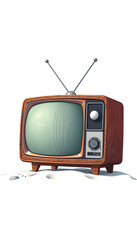 old wooden vintage TV on the moon. Earth background. Space concept. Broadcast. 3d rendering, doodle art, with white tones