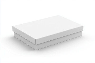 Blank white rectangular cardboard box isolated on white background.