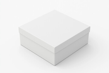 White square cardboard box, isolated on white background.