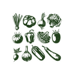 Vegetable engraving design vector template