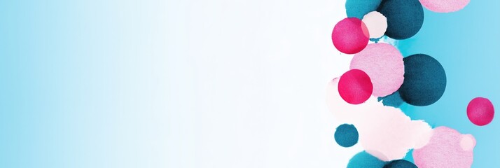 Bright colorful background with scattered pink and teal dots