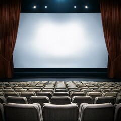 Fototapeta premium Blank cinema screen - Empty cinema auditorium with screen