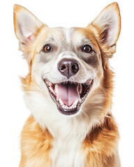 High-Quality PNG Portrait Happy Smiling Large Dog Isolated on White Background – High Resolution