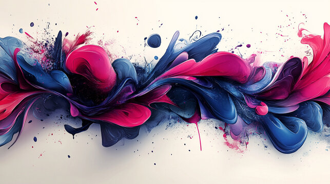 Vibrant abstract digital design with chaotic patterns, blending colors and shapes, creating a sense of motion and depth.


