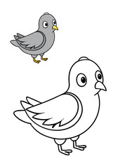 A gray chicken coloring page featuring soft, muted feathers with subtle shades of gray. Ideal for kids to add their own creative touches with colors of choice.