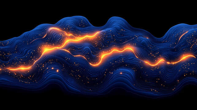 Vibrant abstract digital design with chaotic patterns, blending colors and shapes, creating a sense of motion and depth