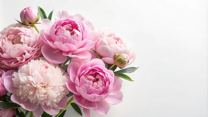 Fototapeta premium Soft pink peonies on a white background, isolated, soft pink, isolated, soft pink, feminine,pink flowers