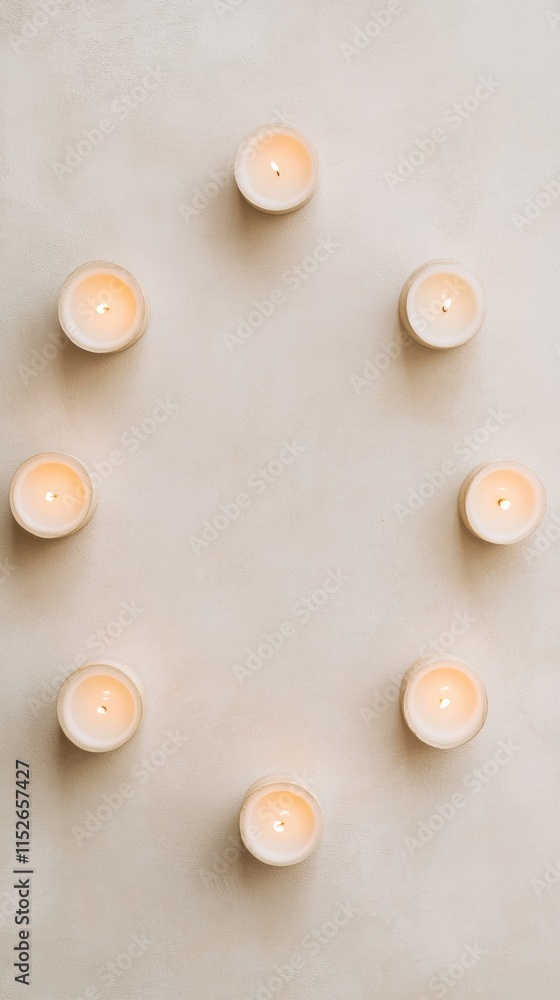 Poster serene candlelit circle on textured surface - minimalist style