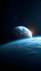 Fototapeta premium Planet Earth in deep space, dramatic, with white tones