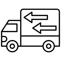 Delivery Truck Icon, Black And White Outline Icon Symbol