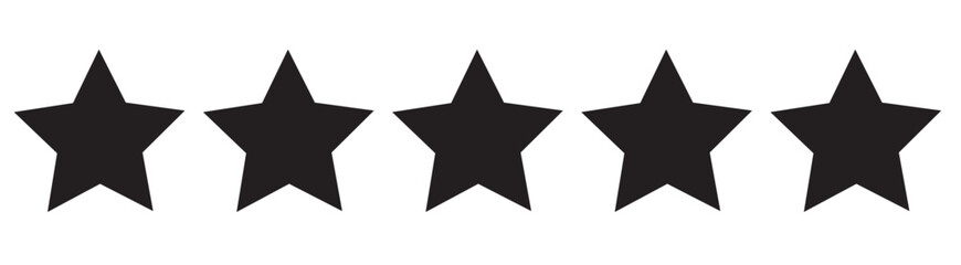 5 Star rating, customer review with gold stars flat vector icons for apps and websites. set of stars isolated on white background. Star icon. Stars in modern simple flat style vector