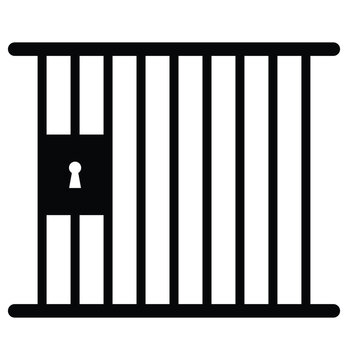 Prisoner icon. Jail Solid icon. Criminal jail icon isolated on white background. Jail vector icon. Vector illustrator.