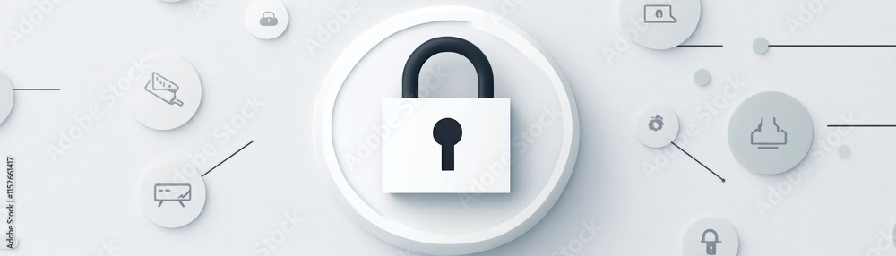 Aufkleber reinforced security, a sturdy lock on wall with multiple icons for enhanced access control