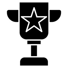 Trophy Cup Icon, Black And White Glyph Icon Symbol
