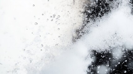 Closeup, window covered with refreshing water droplets on a cloudy day closeup