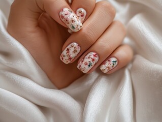 Elegant Winter Nail Art on Silk Januarys Chic Pastel with Subtle Glitter